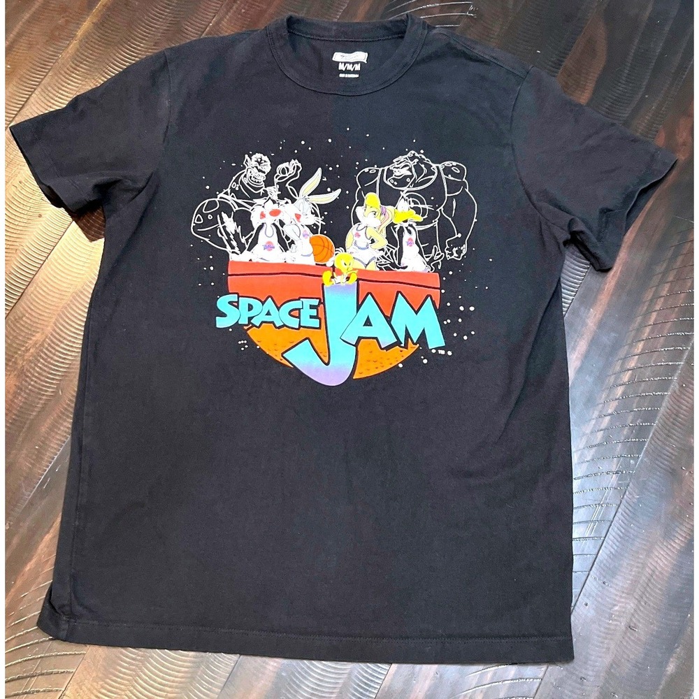 Tailgate Space Jam Graphic T-Shirt Women Medium Black Good Tune Squad Retro Tee